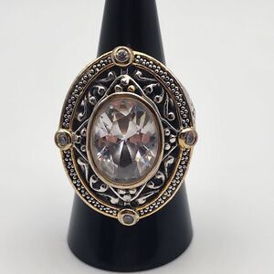 18K GE Silver Tone & Clear CZ Ring (9)